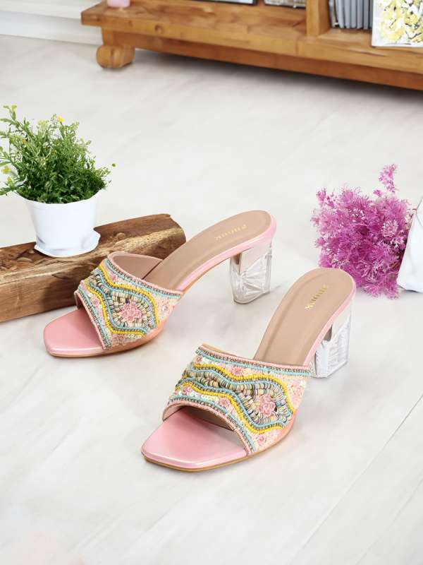 Pink and yellow heels online