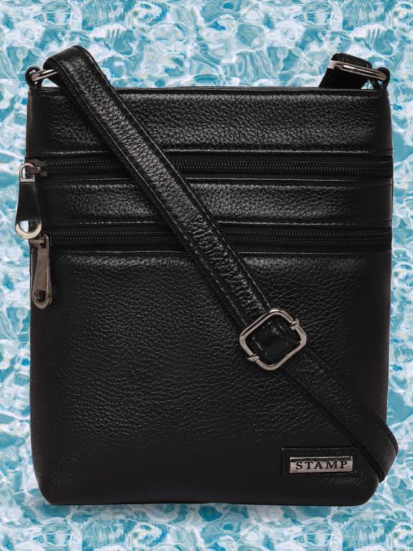 Stamp Black Leather Sling Bag Buy Stamp Black Leather Sling Bag