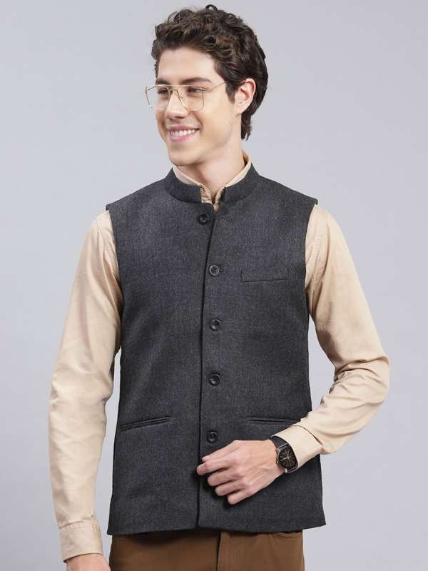 Monte Carlo Men Charcoal Grey Nehru Jacket 7920661htm Buy Monte Carlo Men Charcoal Grey Nehru Jacket 7920661htm online in India
