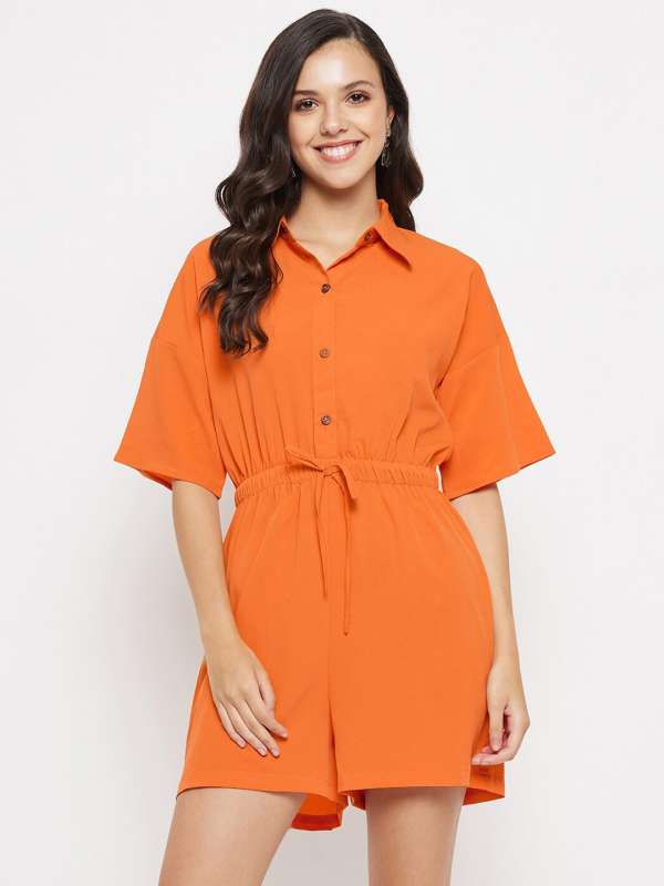 Orange on sale belted playsuit
