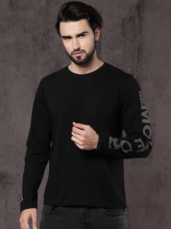 Just Rider Solid Men High Neck Black T-Shirt - Buy Just Rider Solid Men High  Neck Black T-Shirt Online at Best Prices in India