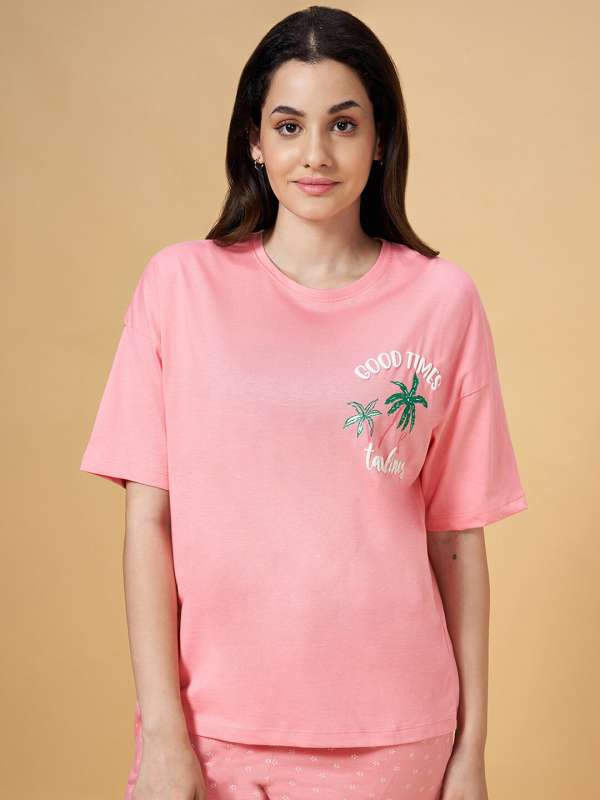 Buy Dreamz by Pantaloons Women's Flared T-Shirt (205000005732229, Pink,  Small) at