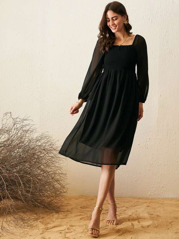 Knee length one piece dress sale myntra