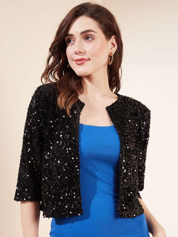 Navy discount sparkle shrug