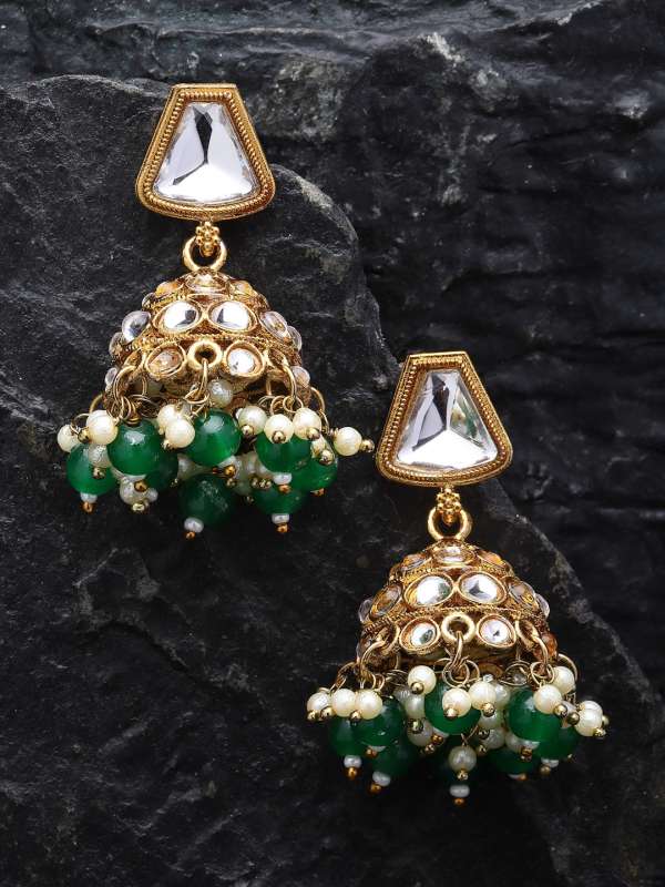 Green jhumkas online new arrivals