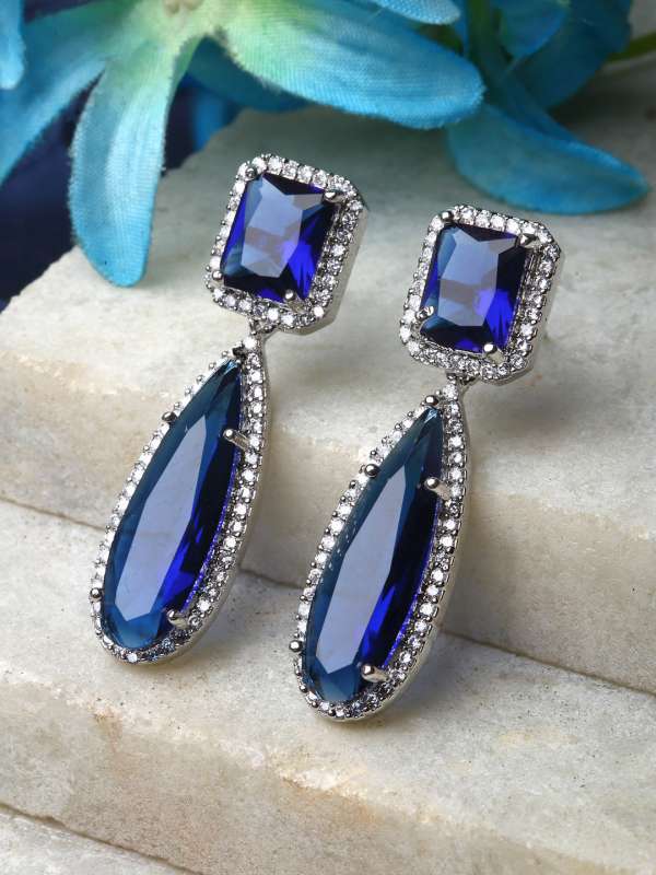 Dark blue earrings online on sale