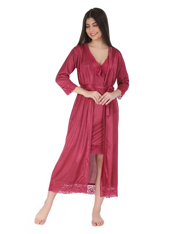 Buy Zairra Free Size Women's Satin Night Gown Comfortable & Full Length  Nightwear Night Dress/Sleepwear Nighty for Women & Ladies (Blue & Pink.) at  Amazon.in