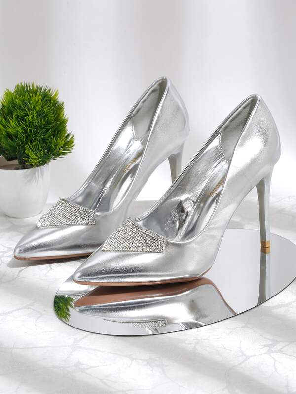 Silver Sequinned Stiletto Heel Pumps - CHARLES & KEITH IN-bdsngoinhaviet.com.vn