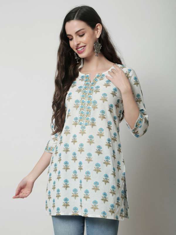 White short kurti for jeans store