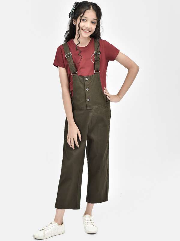 Olive Green Solid Dungarees Buy Olive Green Solid Dungarees