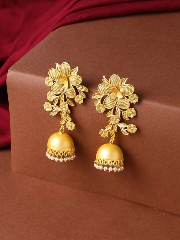 Gold Brass Jhumkas Buy Gold Brass Jhumkas online in India