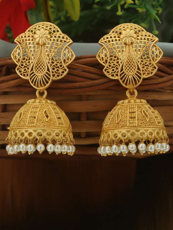 Gold big jhumkas with price hot sale