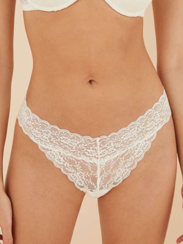 Buy WHITE LACE-UP NYLON HIPSTER PANTY (FS) for Women Online in India