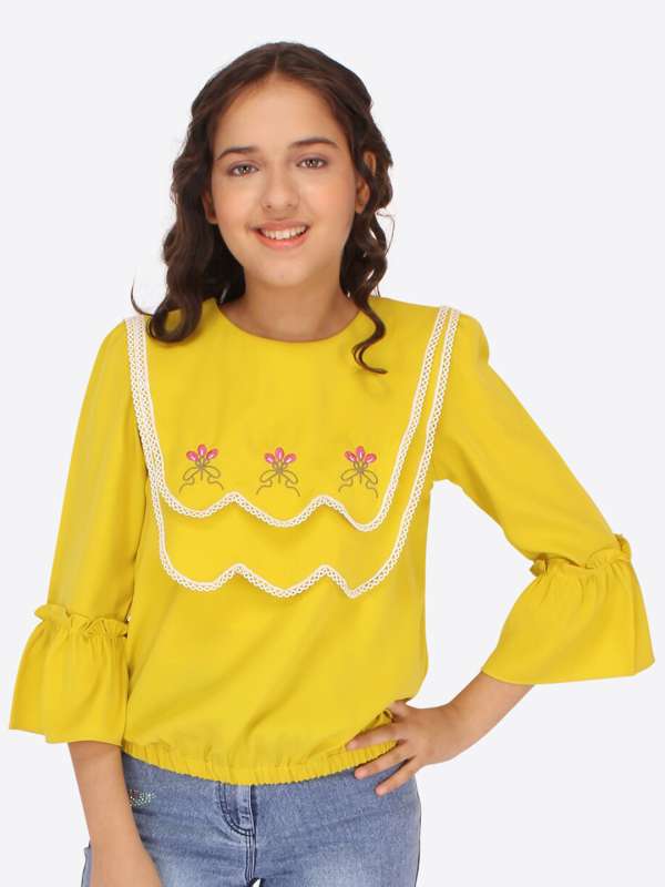 Yellow top with flowers hot sale