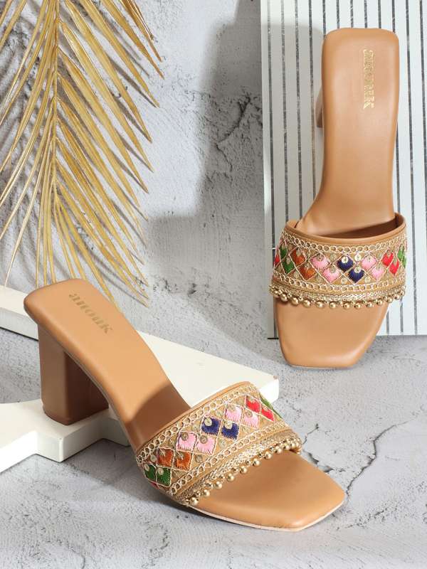 Golden heels new arrivals myntra