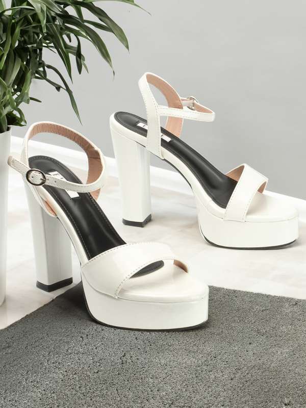 White platform block discount heels