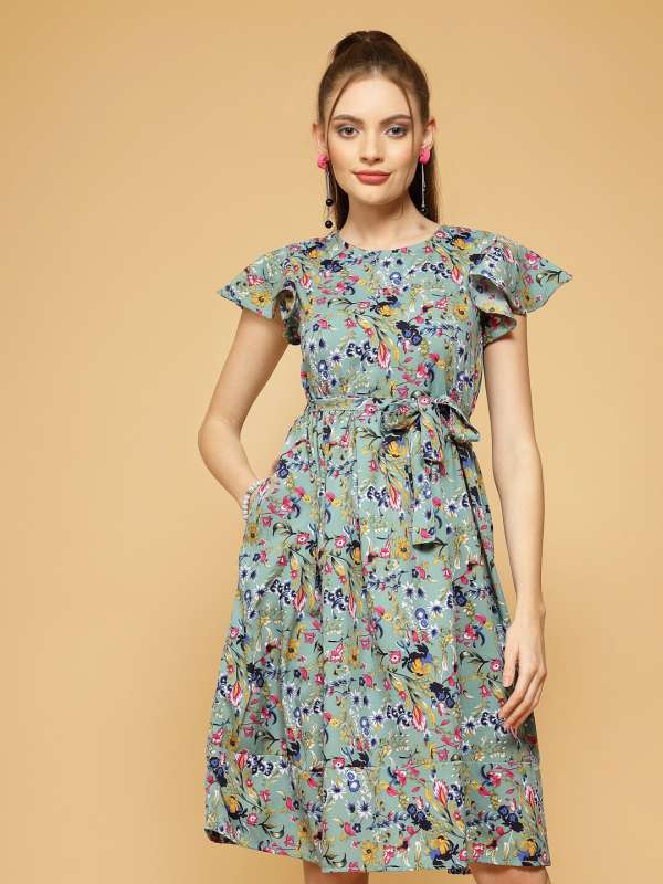 Floral print knee length dresses top