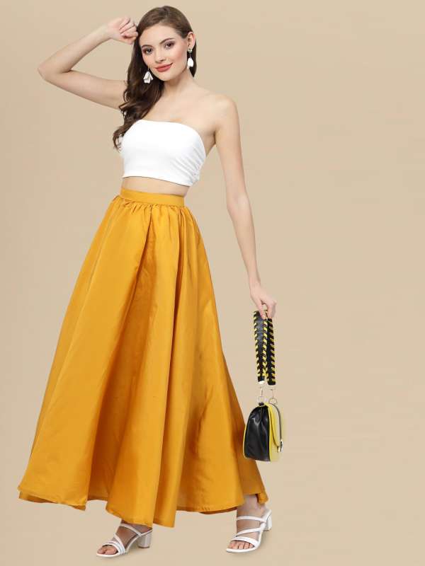 Mustard skirt knee top length