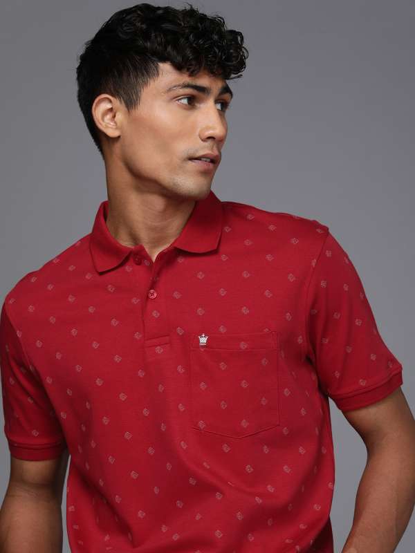 Louis Philippe Red Printed Regular Fit Polo Tshirts - Buy Louis Philippe Red  Printed Regular Fit Polo Tshirts online in India