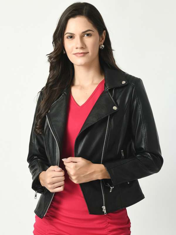 Black pu jacket women's top