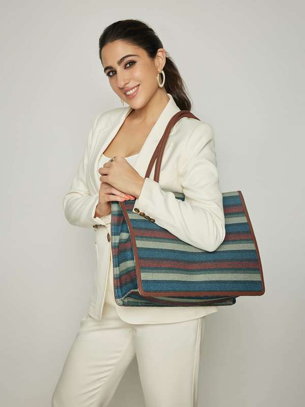 Striped store tote handbags