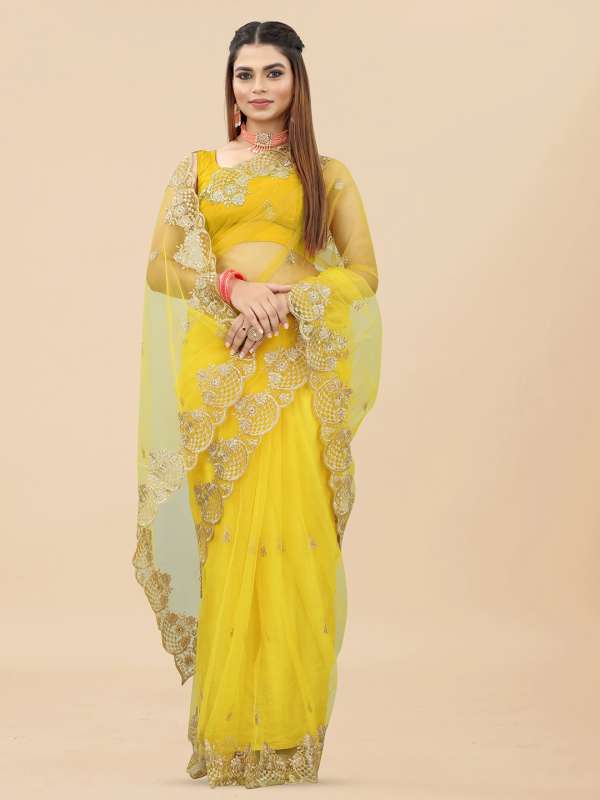 Myntra best sale yellow saree