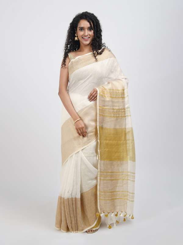 Myntra linen sarees cheap