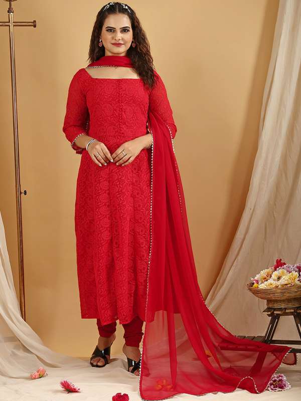 Women Red Churidar Salwar Suit Buy Women Red Churidar Salwar Suit online in India