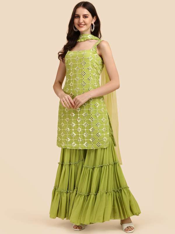 Green Sharara Buy Trendy Green Sharara Online in India Myntra