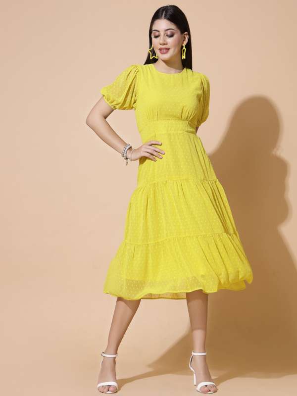 Yellow discount dress myntra