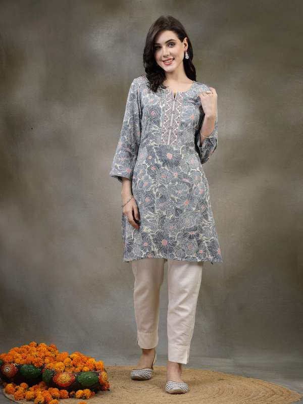 Grey Navy Blue Women Kurtas Kurtis Lakshita Buy Grey Navy Blue