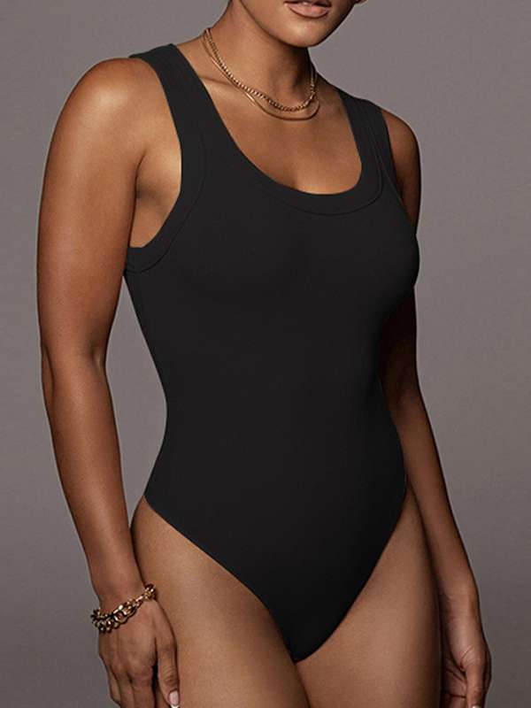 Black Ribbed Bodysuit - Sleeveless Bodysuit - Cutout Bodysuit - Lulus