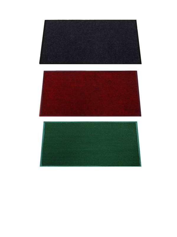 Red, Maroon & Green Color Anti Slip 3 Pieces Microfiber Door Mat