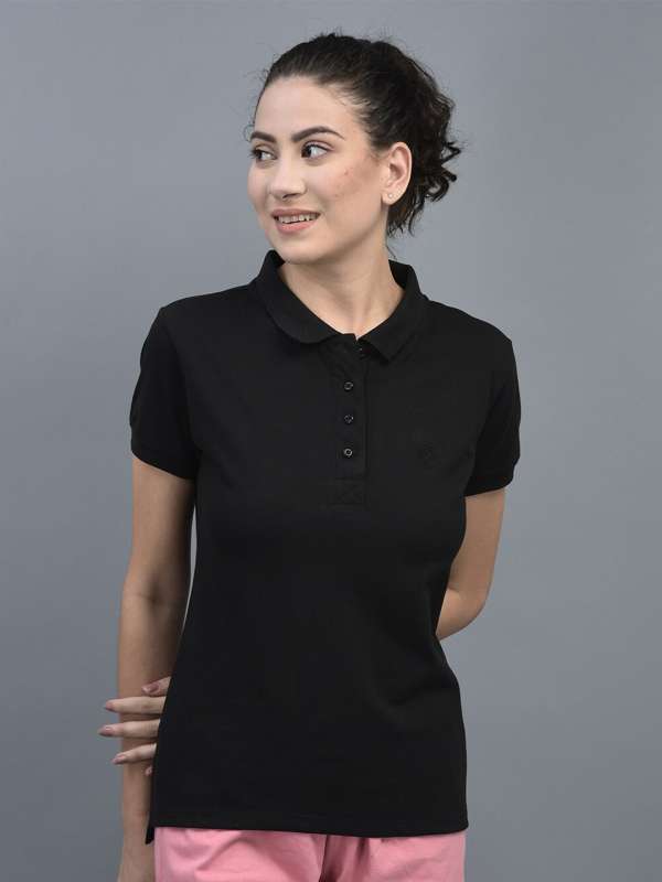 Polo shirts for women black hot sale
