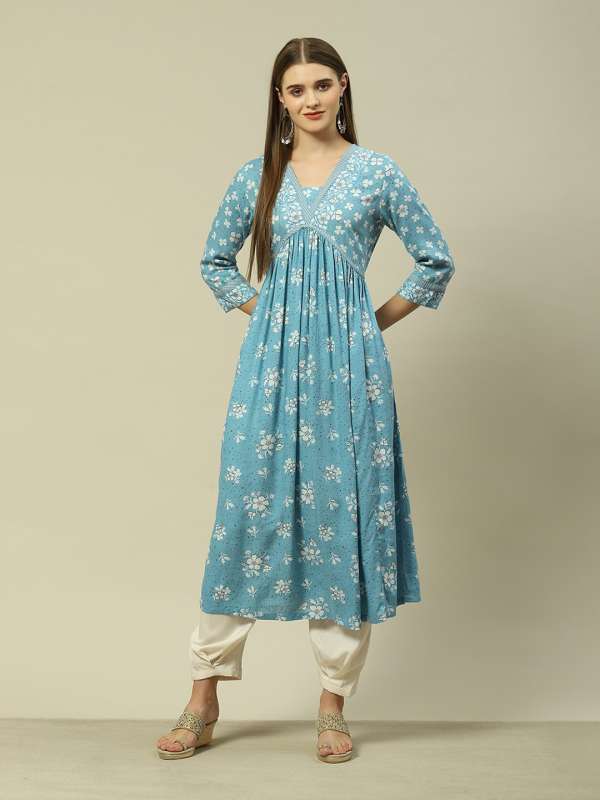 Rangriti Blue Printed Anarkali Kurta 3955159.htm Buy Rangriti Blue Printed Anarkali Kurta 3955159.htm online in India