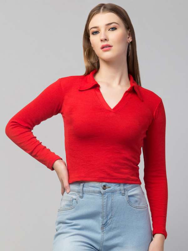 Red tops for new arrivals jeans