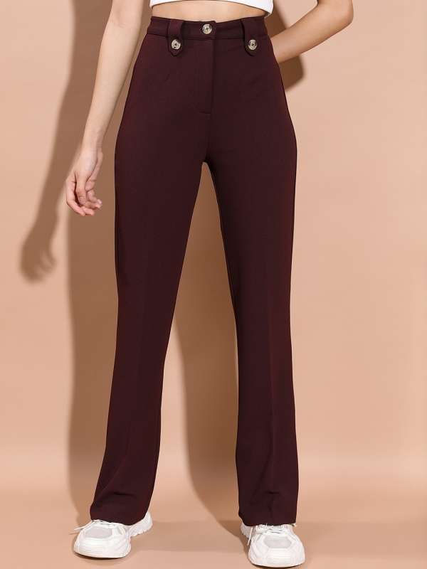 Buy LIGHT BROWN HIGH-RISE REGULAR TROUSERS for Women Online in India