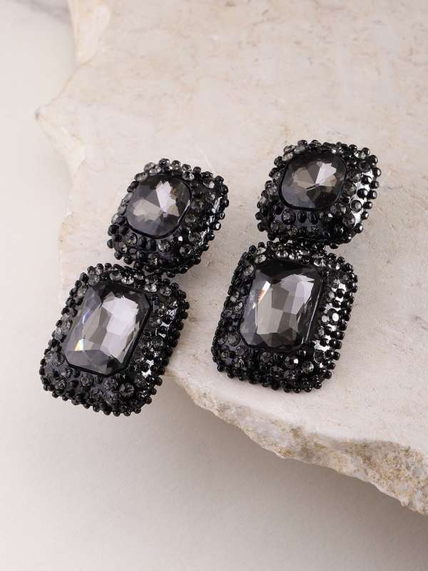 Black Stone Earrings Buy Black Stone Earrings online in India