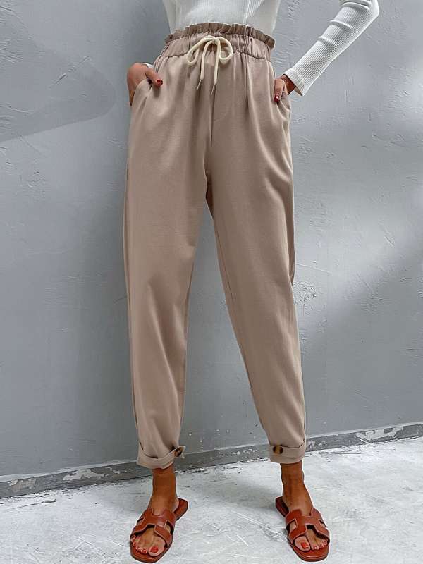 Fashion (Khaki)Lucyever Korean Fashion Wide Leg Pants Women 2023 Summer  High Waist Casual Pants Woman Loose Drooping Office Straight Trousers DOU @  Best Price Online