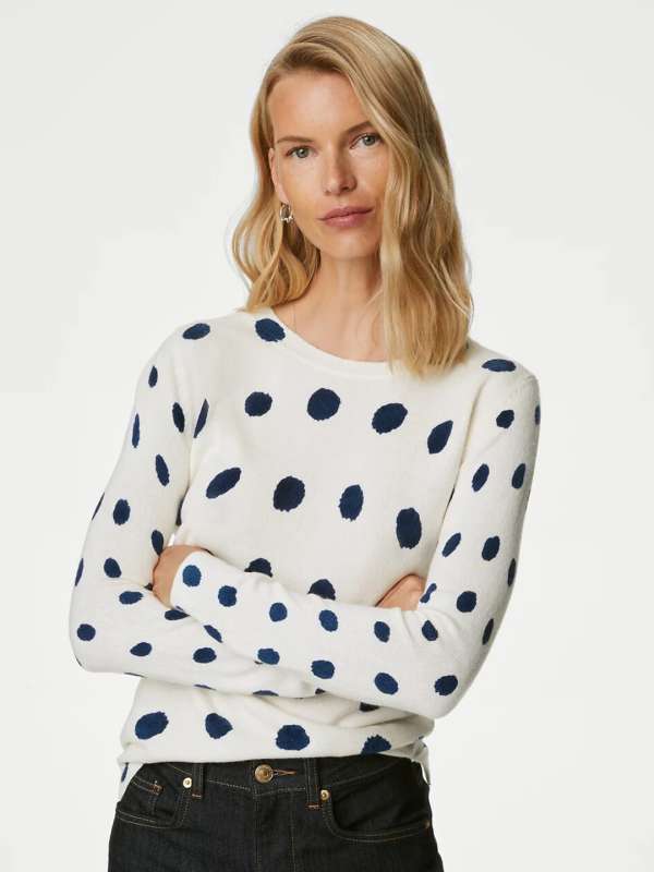Polka dot pullover sweater top