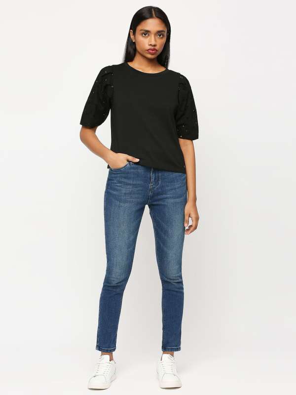Women In Black Jeans Tshirts Buy Women In Black Jeans Tshirts online in India