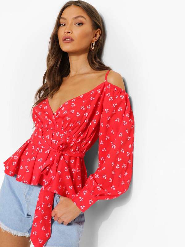 peplum cold shoulder top
