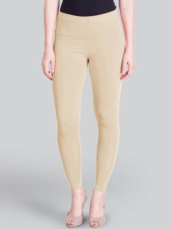 Buy Lyra Women Solid Premium Cotton Ankle Length Mid Waist Leggings Gold  online