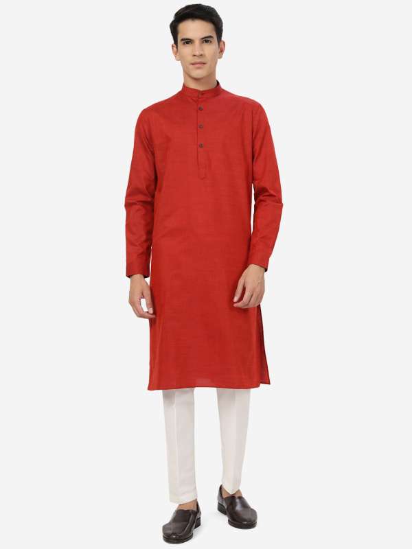Red kurta with discount jeans for mens