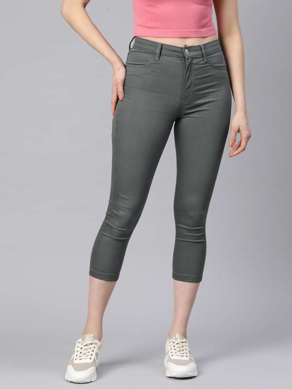 Marks & Spencer And High Waisted Jeggings Grey Cotton in Grey