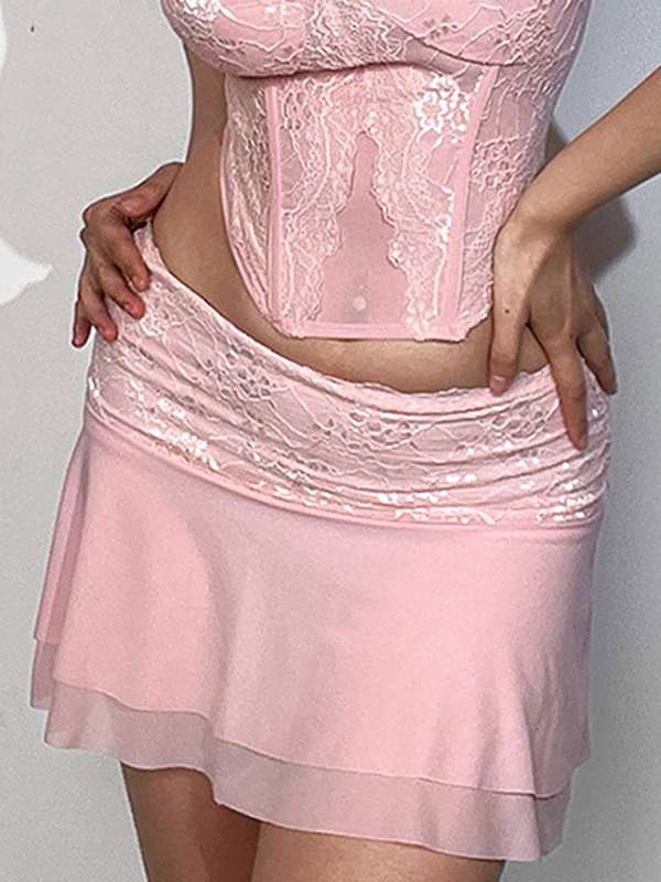 Oasis red lace mini skirt hot sale