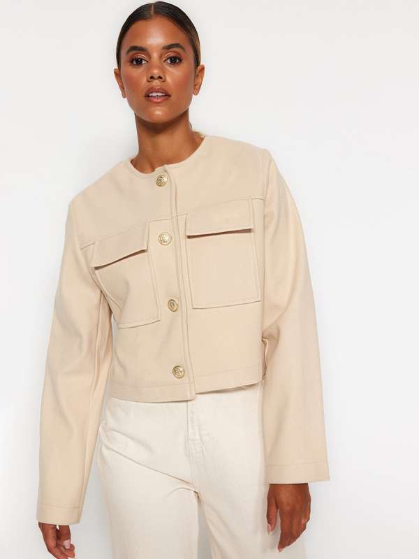 Round neck jacket outlet