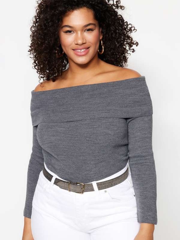 Open shoulder sweatshirt top