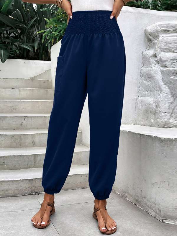 Sky Blue Trousers - Buy Sky Blue Trousers online in India