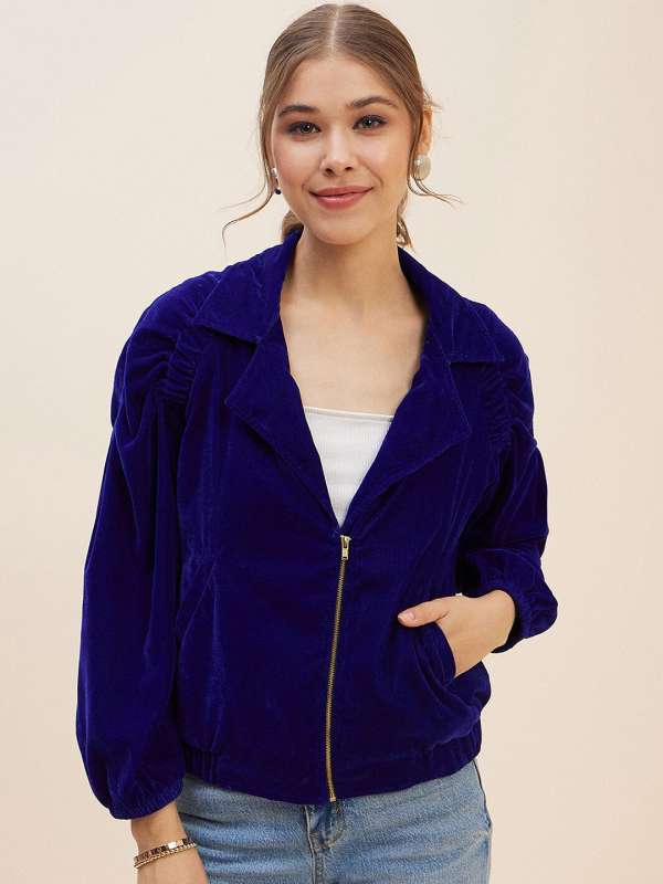 Blue velvet 2025 bomber jacket womens